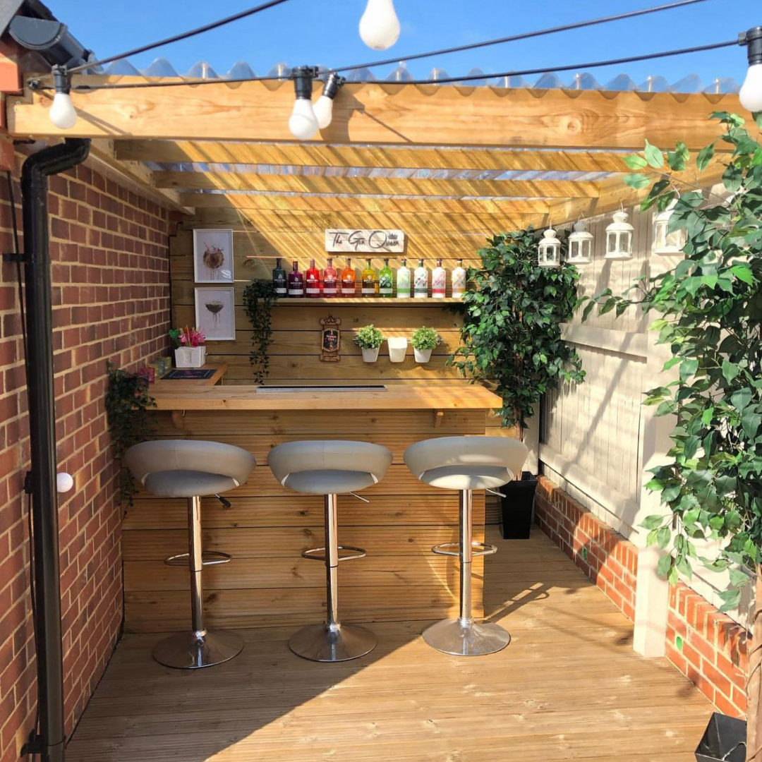 home bar setup outdoors bar table decking